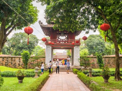 Hanoi, Vietnam - June 21 2016 : Temple of Literature, the first university schools in Ha Noi, Vietnam as Vietnam National Heritage